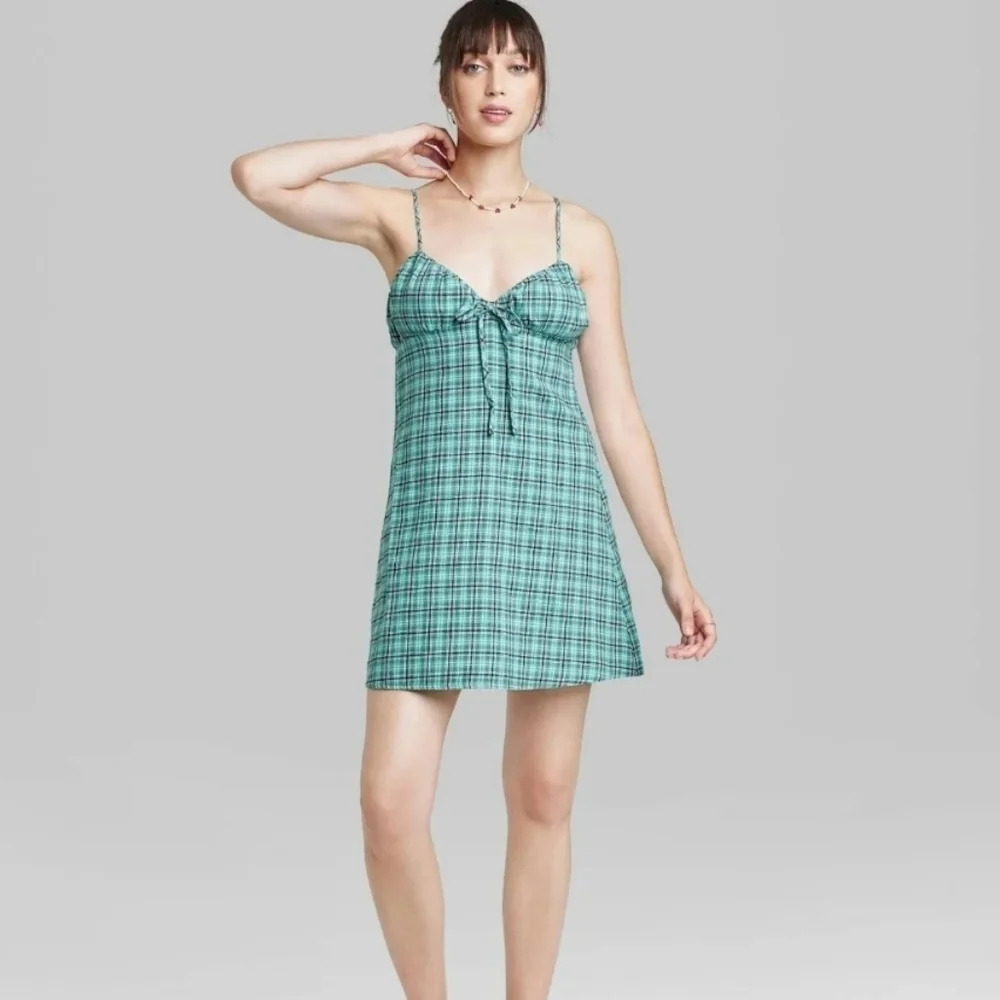 NWT Wild Fable Women's Fit & Flare Plaid Babydoll Dress S